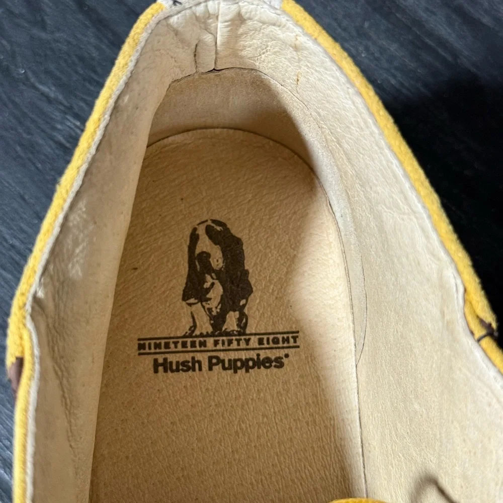 Hush Puppies Suede Shoes Yellow Black Mens Size 12 NWOB - Picture 10 of 10